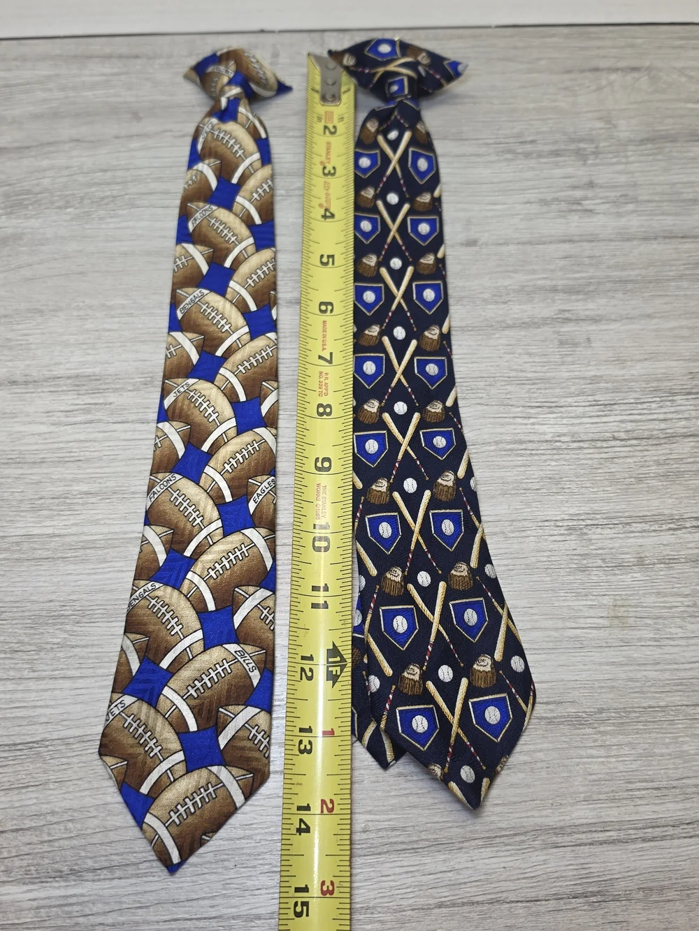 Class Club Clip On Tie Football And Baseball Themed Youth Boys 2 Pack C1